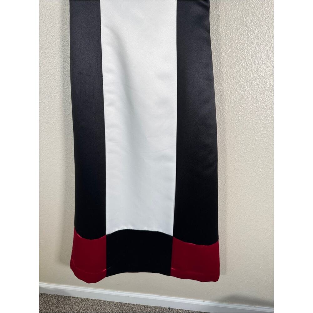 Vintage Jessica McClintock Gunne Sax Black White Red Satin Midi Dress Womens S - Picture 12 of 14